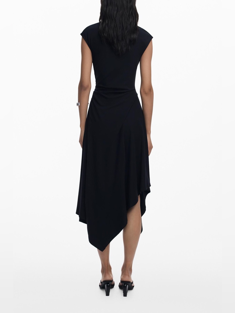 Desigual Irregular Floral Midi Dress Women’s XL Black Asymmetrical NWOT - Picture 4 of 10